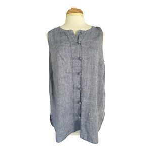 J. Jill Love Linen Sleeveless Frog Knot Button Tunic